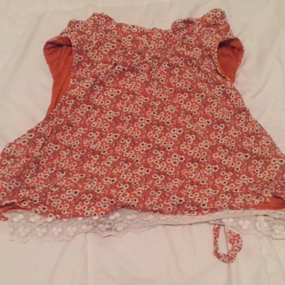 Floral Crop Top With Neck Tie